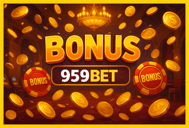 Imagem promovendo bônus 959BET com recompensas imperdíveis.